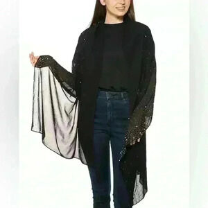 I.N.C. INTERNATIONAL CONCEPTS Embellished Wrap Scarf in Black - One Size (NWT)